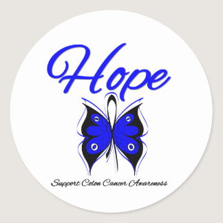 Colon Cancer Hope Butterfly Ribbon Classic Round Sticker