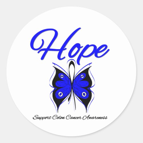 Colon Cancer Hope Butterfly Ribbon Classic Round Sticker