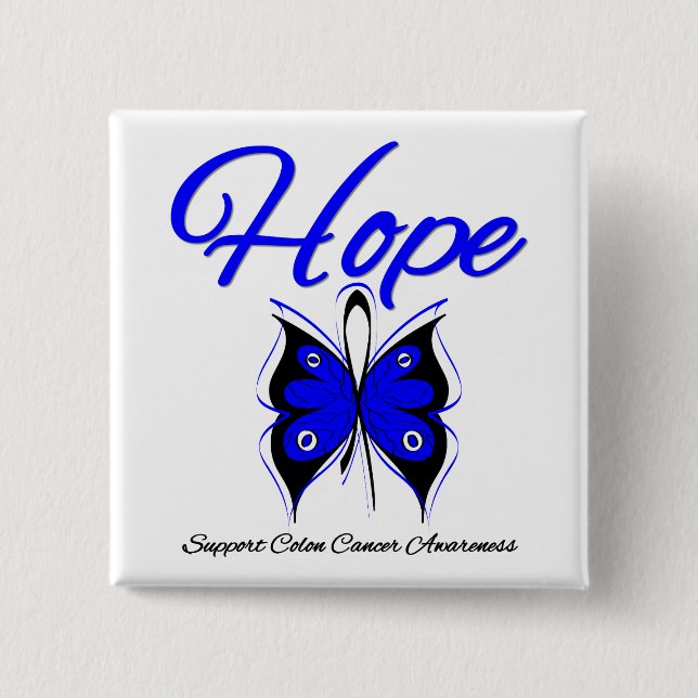Colon Cancer Hope Butterfly Ribbon Pinback Button (Front)