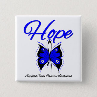 Colon Cancer Hope Butterfly Ribbon Pinback Button