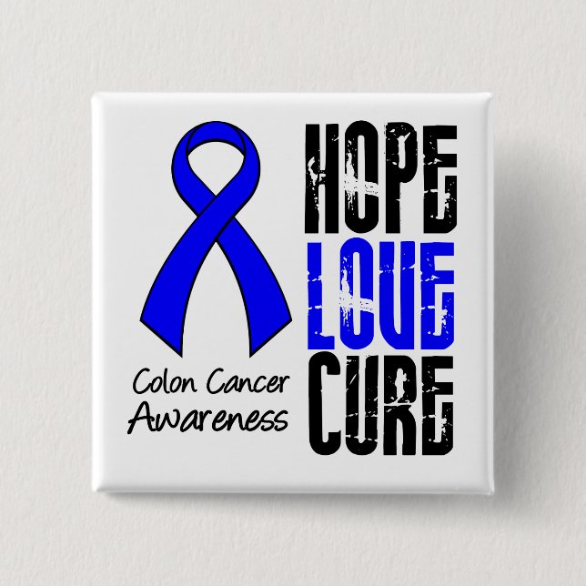 Colon Cancer Hope Love Cure Ribbon Pinback Button (Front)