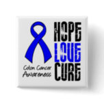 Colon Cancer Hope Love Cure Ribbon Pinback Button