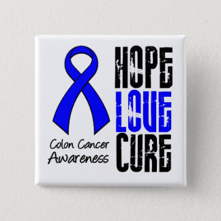Colon Cancer Hope Love Cure Ribbon Pinback Button