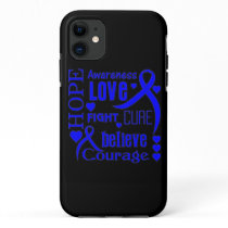 Colon Cancer Hope Words Collage iPhone 11 Case