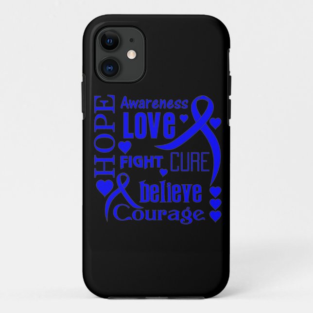 Colon Cancer Hope Words Collage Case-Mate iPhone Case (Back)
