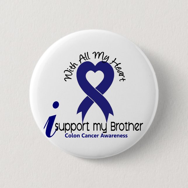 Colon Cancer I Support My Brother Pinback Button (Front)