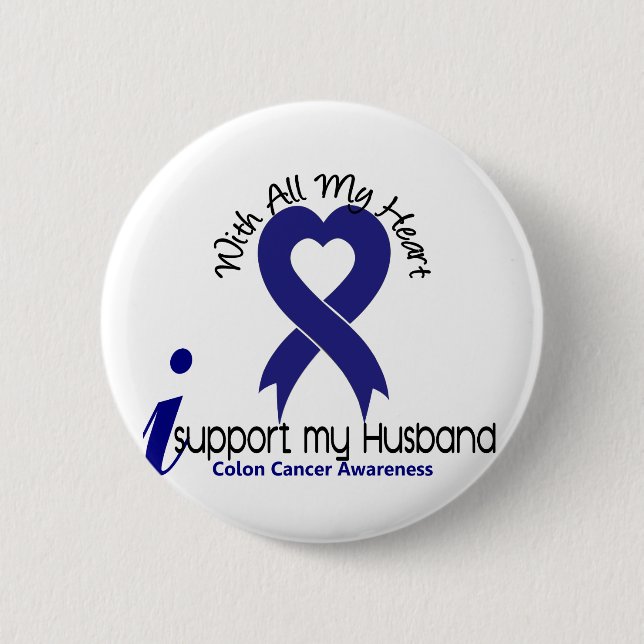 Colon Cancer I Support My Husband Button (Front)