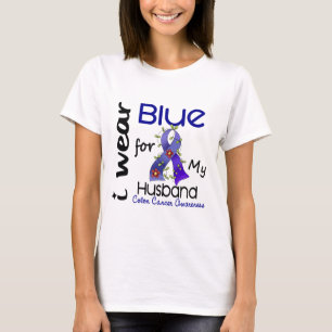 Colon Cancer I Wear Blue For My Husband 43 T-Shirt
