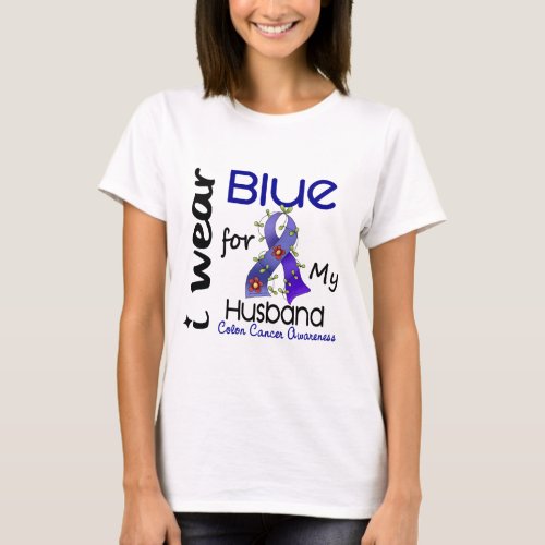 Colon Cancer I Wear Blue For My Husband 43 T_Shirt