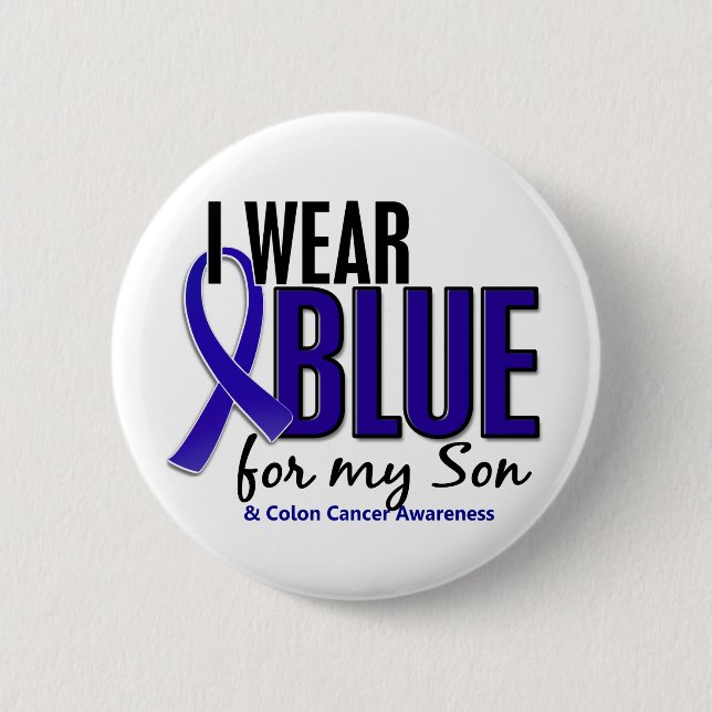 Colon Cancer I Wear Blue For My Son 10 Button (Front)
