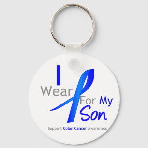 Colon Cancer I Wear Blue For My Son Keychain