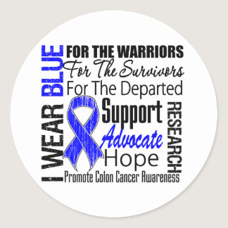 Colon Cancer I Wear Blue Ribbon TRIBUTE Classic Round Sticker