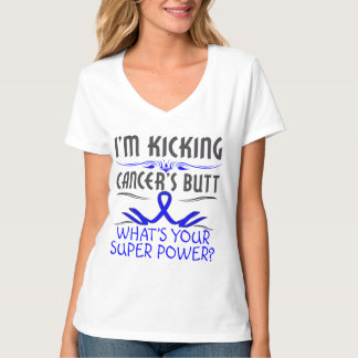 Colon Cancer Kicking Cancer Butt Super Power T-Shirt