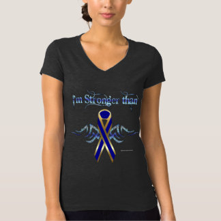Colon Cancer Ladies V-neck Jersey T-Shirt