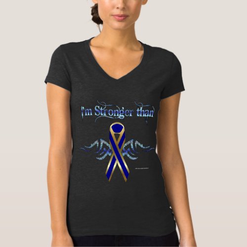 Colon Cancer Ladies V_neck Jersey T_Shirt