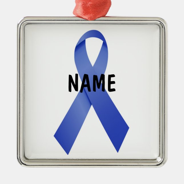 Colon Cancer Memorial Ribbon Metal Ornament (Front)