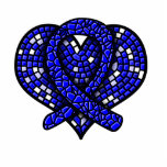 Colon Cancer Mosaic Heart Ribbon Sculpture