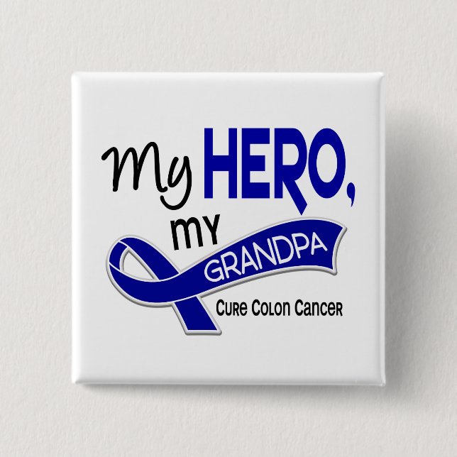 Colon Cancer MY HERO MY GRANDPA 42 Pinback Button (Front)