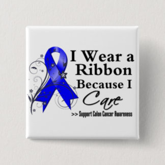 Colon Cancer Ribbon Because I Care Pinback Button