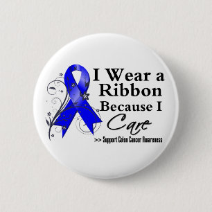 Colon Cancer Ribbon Because I Care Pinback Button