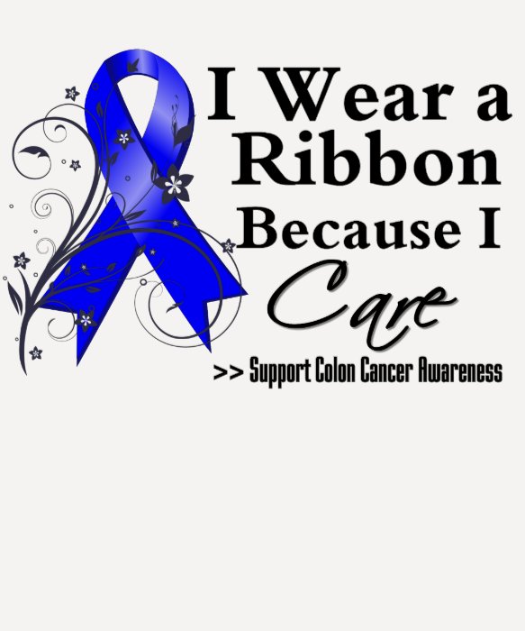 Colon Cancer Ribbon Because I Care Tee Shirts