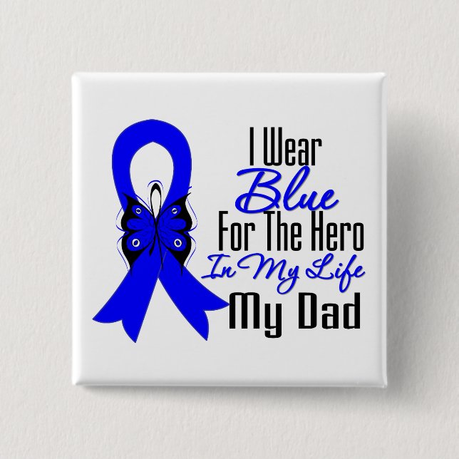 Colon Cancer Ribbon Hero My Dad Pinback Button (Front)