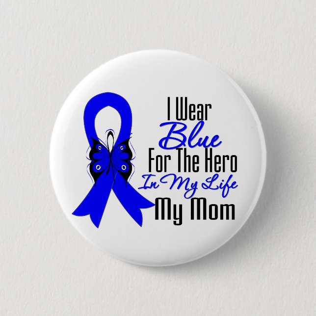 Colon Cancer Ribbon Hero My Mom Pinback Button (Front)