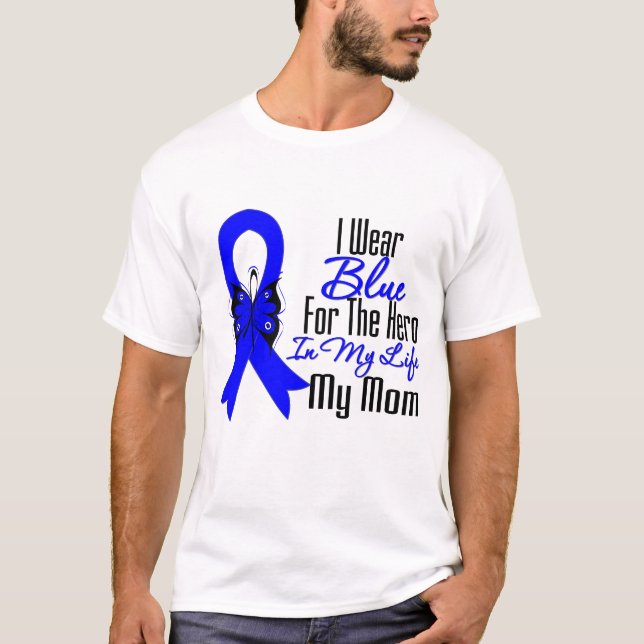 Colon Cancer Ribbon Hero My Mom T-Shirt (Front)