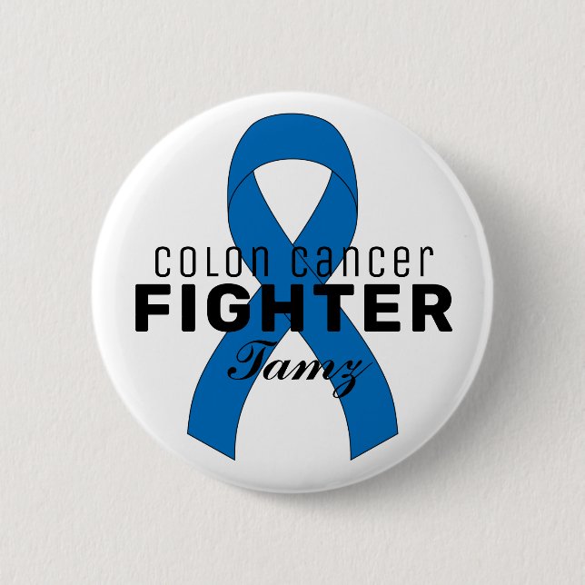 Colon Cancer Ribbon White Button (Front)