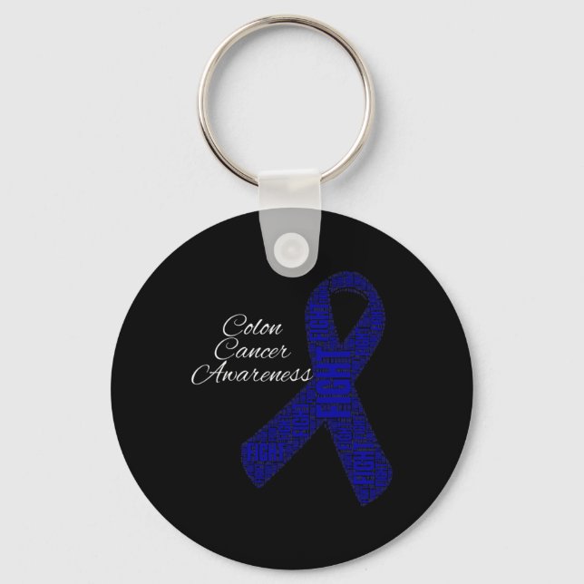 Colon Cancer Shirts Colon Cancer Awareness Ribbon  Keychain (Front)