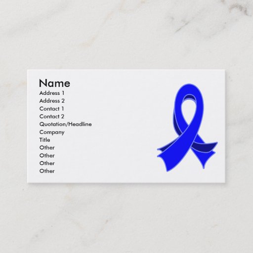 Customizable Colon Cancer Stylish Blue Ribbon Business Card