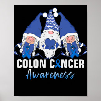 Colon Cancer Support gnomes with ribbon Colorectal Poster