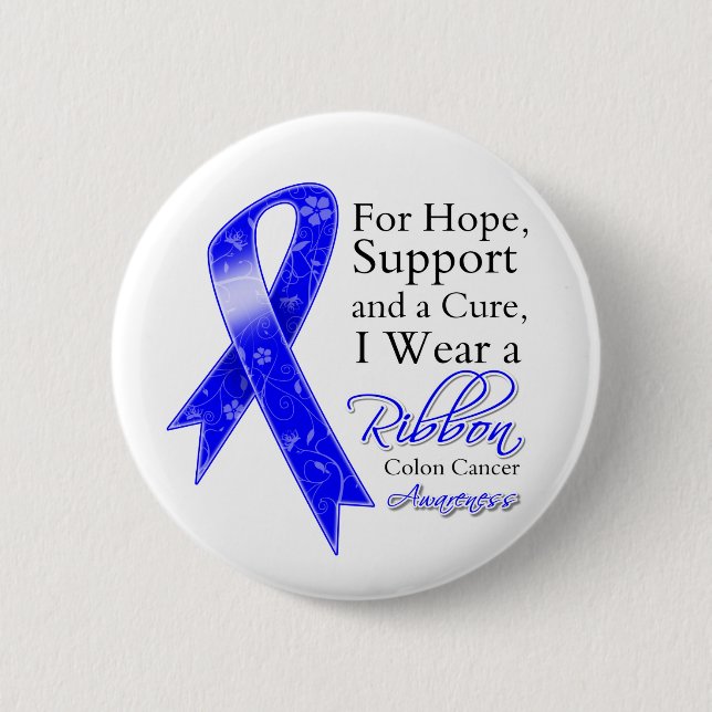 Colon Cancer Support Hope Awareness Pinback Button (Front)