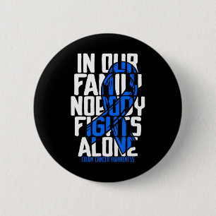 Colon Cancer Support Tee Family Blue Colon Cancer  Button