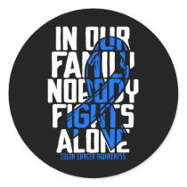 Colon Cancer Support Tee Family Blue Colon Cancer Classic Round Sticker