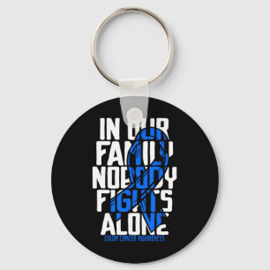 Colon Cancer Support Tee Family Blue Colon Cancer Keychain