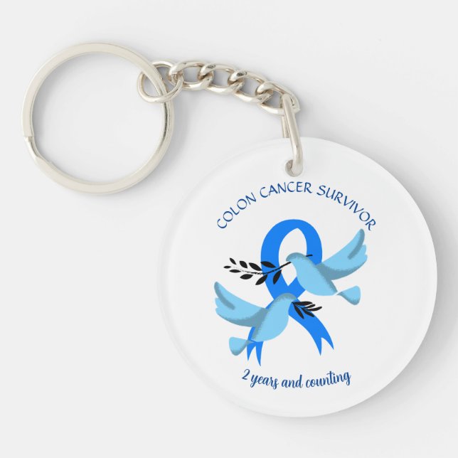 Colon Cancer Survivor 2 Years Gift Personalize Keychain (Front)