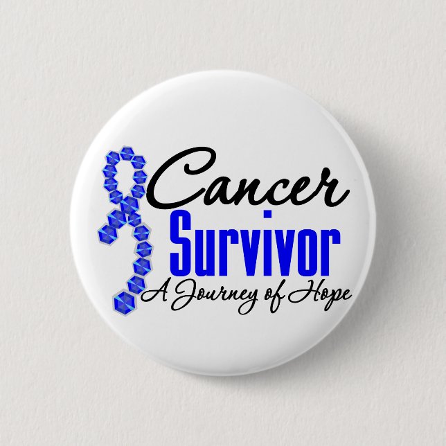 Colon Cancer Survivor Awareness Journey Ribbon Pinback Button (Front)