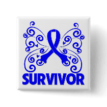 Colon Cancer Survivor Butterfly Pinback Button