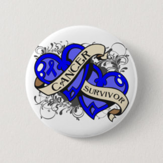 Colon Cancer Survivor Dual Hearts Button