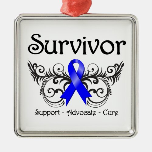 Colon Cancer Survivor Floral Deco Metal Ornament