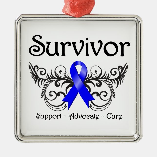 Colon Cancer Survivor Floral Deco Metal Ornament (Front)