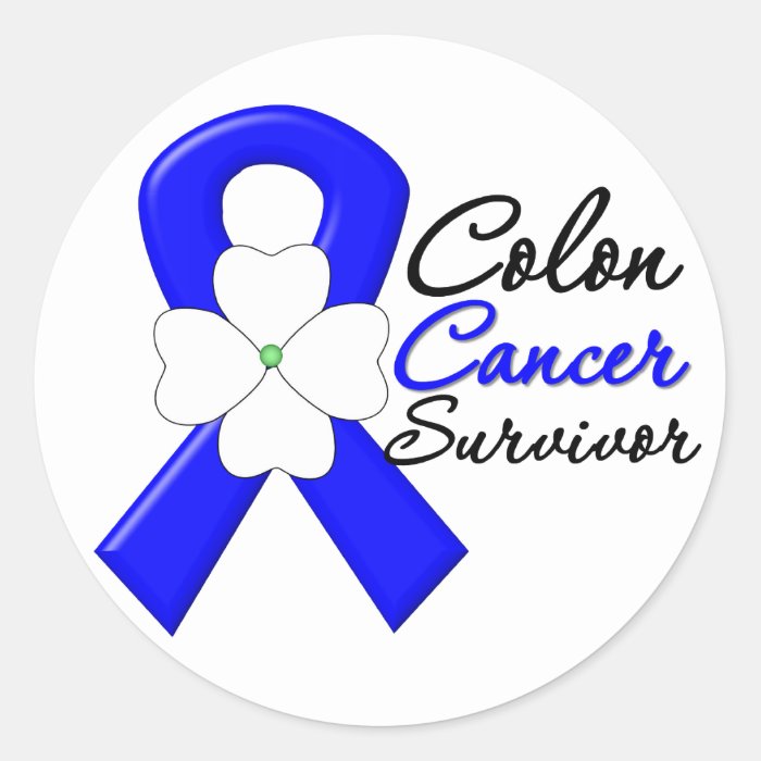 Colon Cancer Survivor Flower Ribbon Classic Round Sticker Zazzle