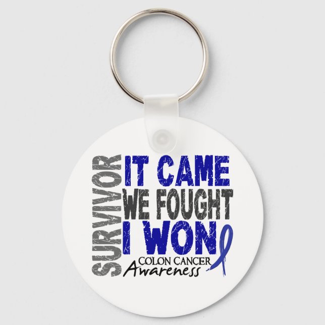 Colon Cancer Survivor It Came We Fought I Won Keychain (Front)