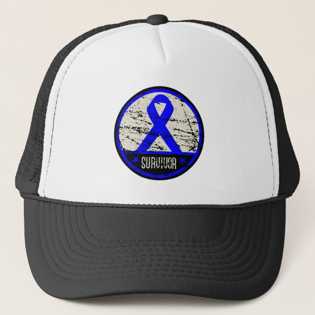 Colon Cancer Survivor Mens Vintage Trucker Hat (Front)
