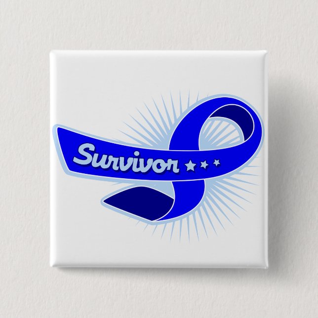 Colon Cancer Survivor Ribbon Button (Front)