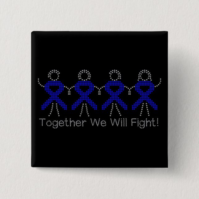 Colon Cancer Together We Will Fight Pinback Button (Front)