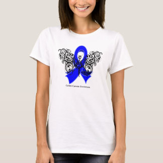 Colon Cancer Tribal Butterfly Ribbon T-Shirt
