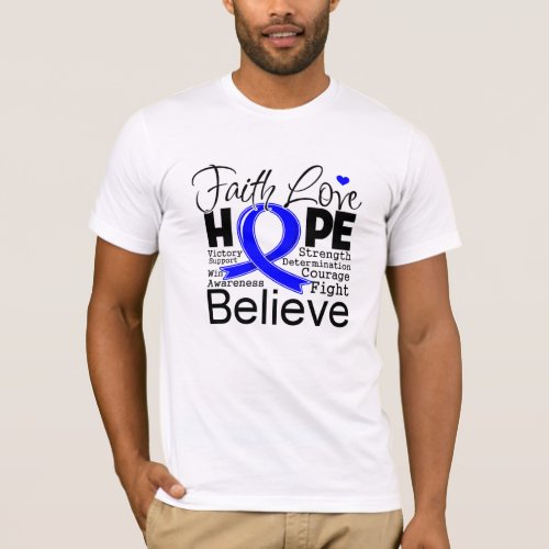 Colon Cancer Typographic Faith Love Hope T_Shirt