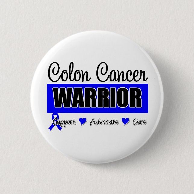 Colon Cancer Warrior Badge Pinback Button (Front)